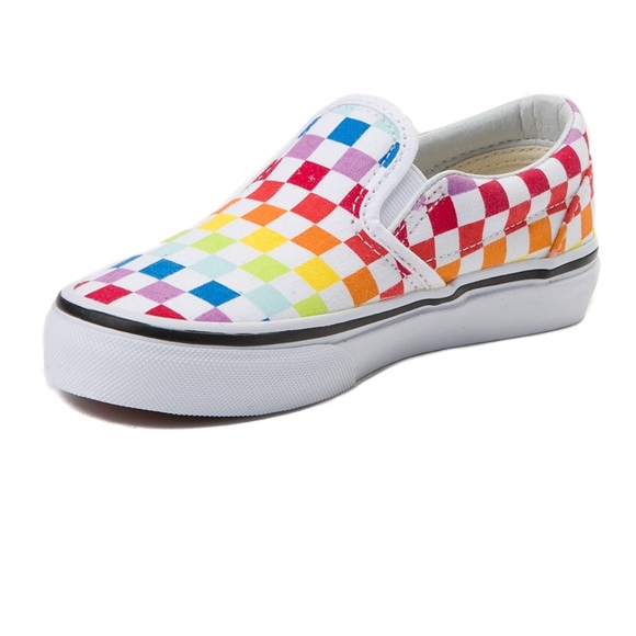 vans rainbow checkerboard slip on womens